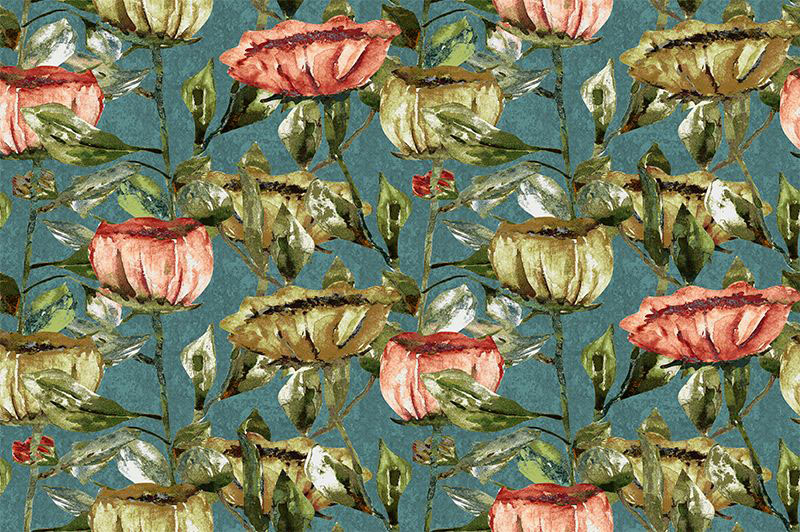 Tulippa Velvet Print Aqua