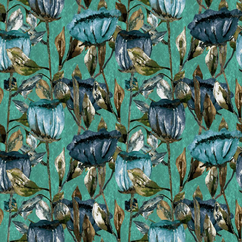 Tulippa Velvet Print Turquoise